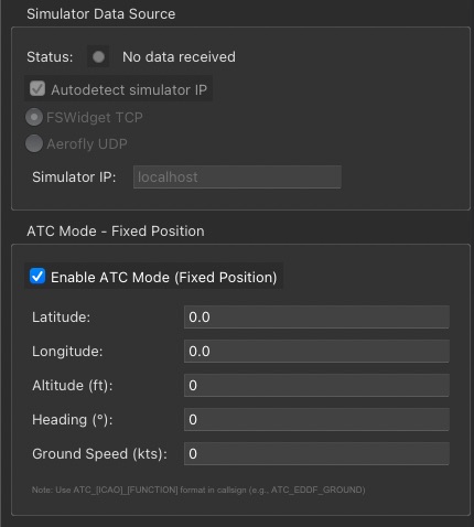 Abflug Client - ATC mode - toggled